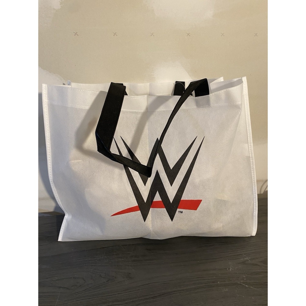 WWE Logo White Canvas Bag NOS 20"‎ X 16"